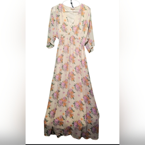 Entro EUC Size Small Floral V-Neck Dress 19 PTP - Picture 1 of 4